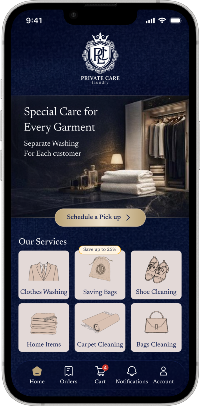 Private Care app phone